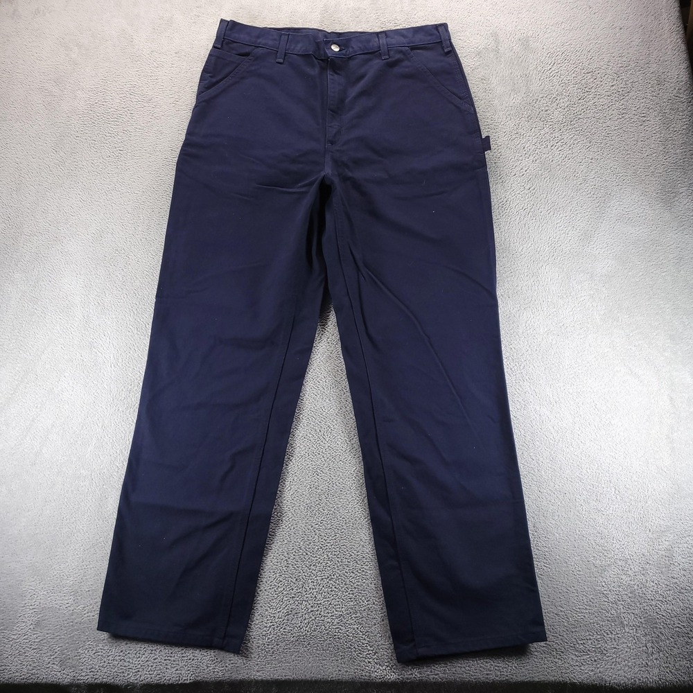 Carhartt Pants Mens 38x34 Blue Washed Duck Canvas Carpenter Utility B11 MDT NEW